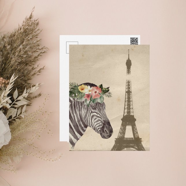 Carte Postale Fancy Zebra & Tour Eiffel (Créateur téléchargé)