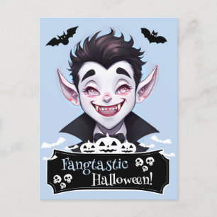 Carte Postale Fangtastic Halloween souriant Vampire avec chauves