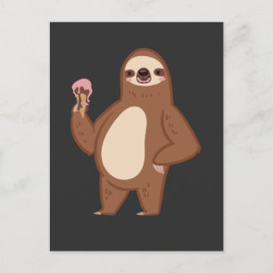 Carte Postale Fantaisie avec Amoureux des animaux de crème glacé