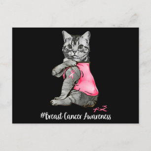 Carte Postale Fantaisie Chat Pink Ribbon En Octobre Nous Portons