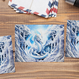 Carte Postale Fantaisie de dragon blanc magnifique