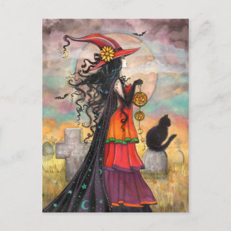 Carte Postale Fantaisie de sorcière d'Halloween par Molly Harris