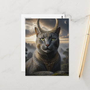 Carte Postale Fantaisie du dieu chat
