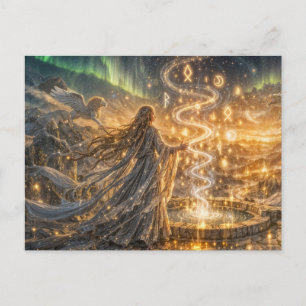 Carte Postale Fantaisie Elfe Dorée Lumière Impressionniste Fanta