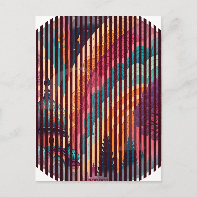 Carte postale fantaisie rayée personnalisable (Devant)