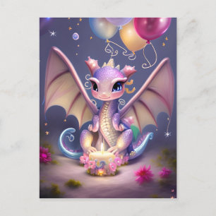Carte Postale Fantastique bébé dragon mignon Kawaii