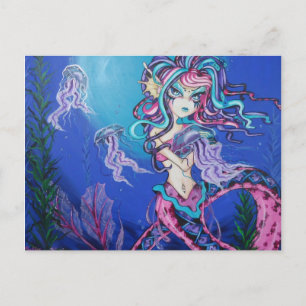 Carte postale fantastique de sirène gothique cyber