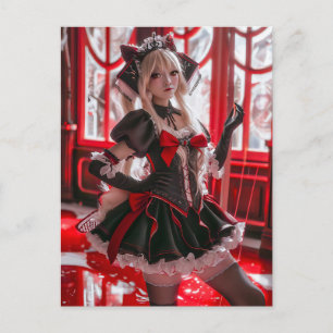 Carte Postale Fantastique servante gothique avec style Kawaii
