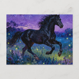 Carte Postale Fantasy Black Horse Postcard