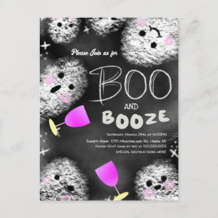 Carte Postale Fantôme de tableau noir Boo Boissons Halloween Adu