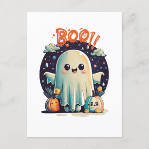 Carte Postale Fantôme drôle d'Halloween Bou dans la Galaxie