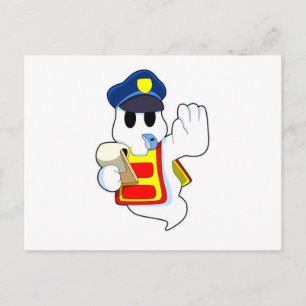 Carte Postale Fantôme en tant qu'officier de police avec sifflet