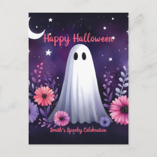 Carte Postale Fantôme Fantaisiste et Floral Spooky Rose Violet