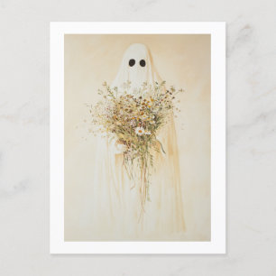 Carte Postale Fantôme lunatique avec Fleurs sauvages