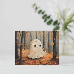 Carte Postale Fantôme lunatique mignon automne