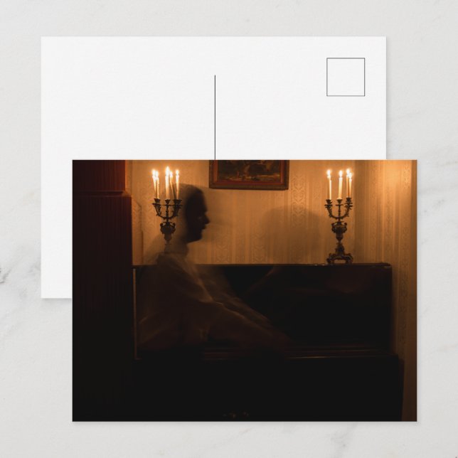 Carte Postale fantômes d'horreur dans la chambre. couple de dans (Devant / Derrière)