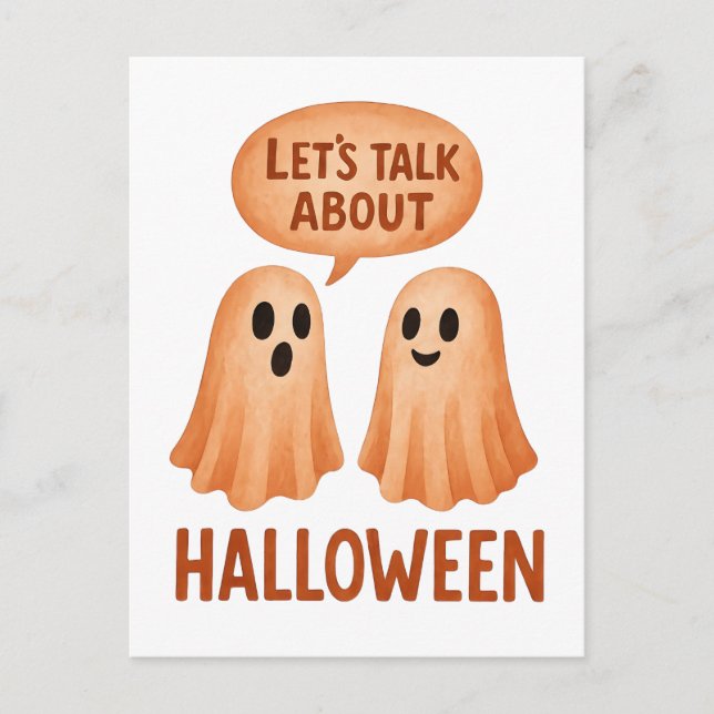 Carte Postale Fantômes discutant d'Halloween (Devant)