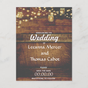 Carte Postale Farmhouse Glam Enregistrer la date Rustic Postcard