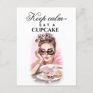 Carte Postale Fashion girl avec les cupcakes