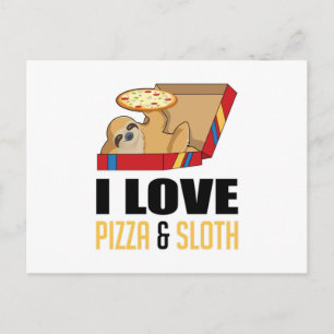 Carte Postale Fast Food Burger Sloth Funny Pizza Eat Manger Food