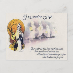 Carte Postale Faucheuse Chat Noir Lanterne Pleine Lune