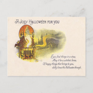 Carte Postale Faucheuse Pleine Lune Hibou Sorcière Chaudron