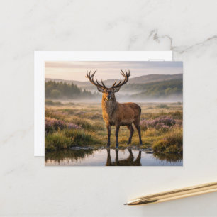Carte Postale Faune Cerf Élan Hautes-Terres Écossaises