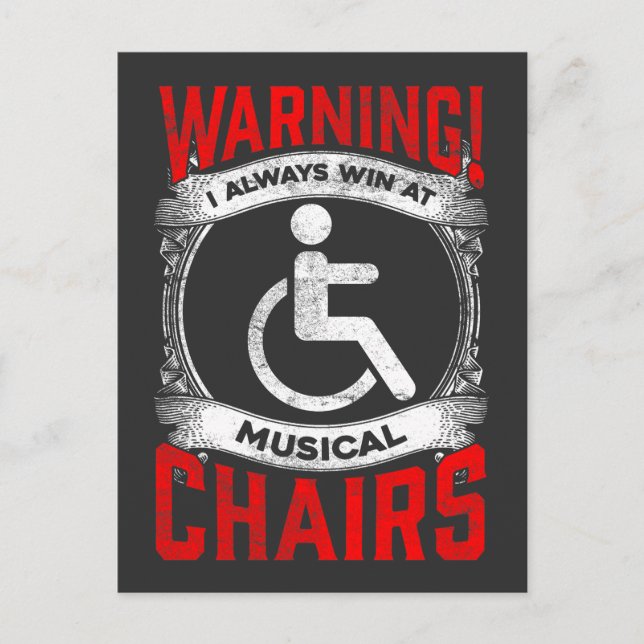 Carte Postale Fauteuil roulant sarcastique drôle blague musicale (Devant)