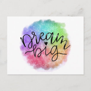 Carte Postale Faux Galaxy Watercolor Rainbow Dream Big