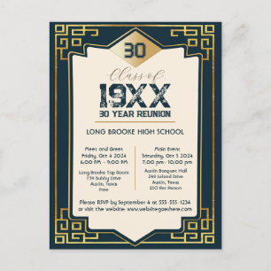 Carte Postale Faux Gold Art Déco 30 Année Réunion lycée
