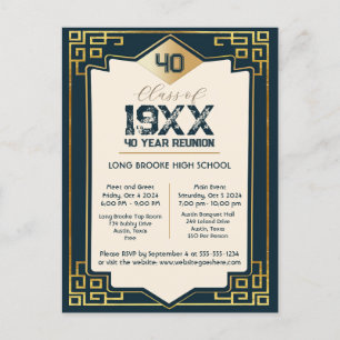 Carte Postale Faux Gold Art Déco 40 Année Réunion lycée