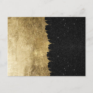 Carte Postale Faux Gold & Black Starry Night Brushstrokies