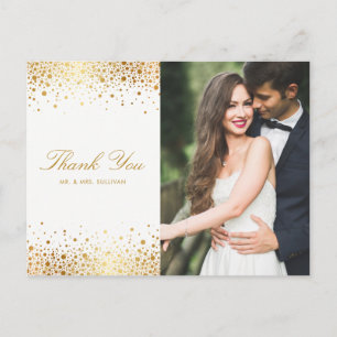 Carte Postale Faux Gold Foil Confetti Points Merci photo