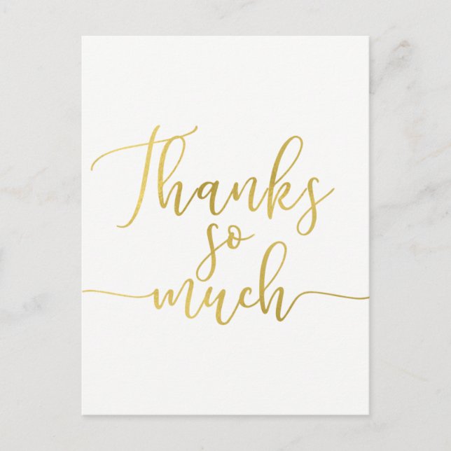 Carte Postale Faux Gold Foil Script Merci Merci tant (Devant)