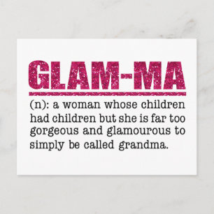 Carte Postale Faux Hot Pink Parties scintillant Glam-Ma