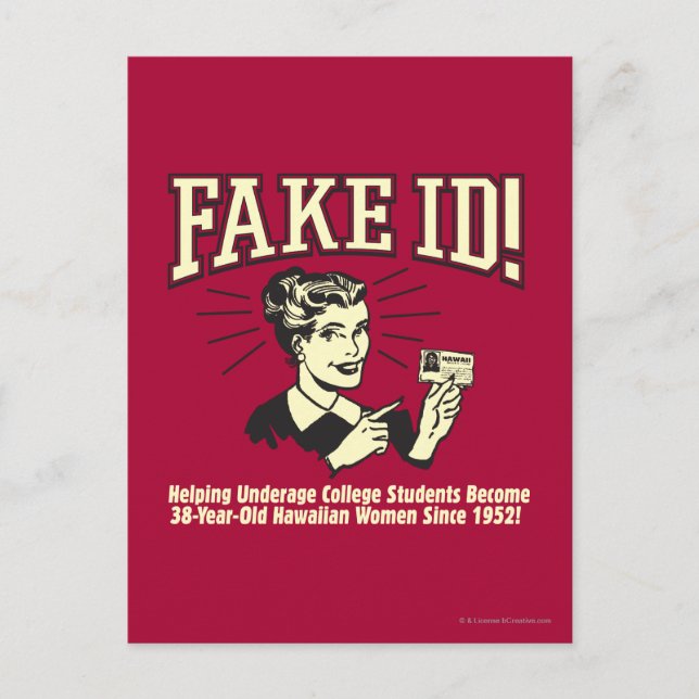 Carte Postale Faux ID : Underground College Hawaiian (Devant)
