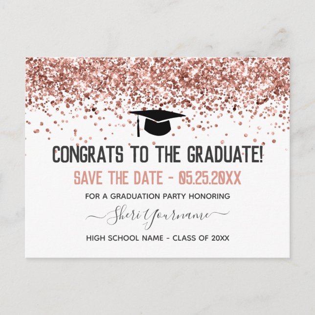 Carte Postale Faux Parties scintillant Graduation Party Enregist (Devant)