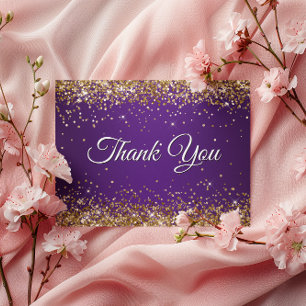 Carte Postale Faux Sparkly Gold Parties scintillant Royal Purple