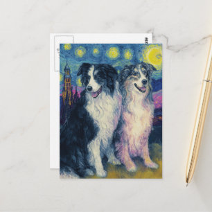 Carte Postale Faux Van Gogh Border Collies