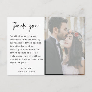 Carte Postale Faux Vellum main Lettré Mariage photo Merci