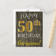 Carte Postale Faux Wood, Faux Gold 50e anniversaire + Nom person (Devant/Arrière en situation)