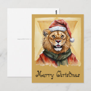 Carte Postale Favoris de Noël animal amusant - Lion 1