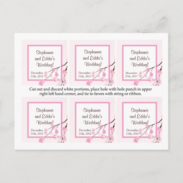 Carte Postale Favoriser les étiquettes Fleur de cerisier rose (Devant)