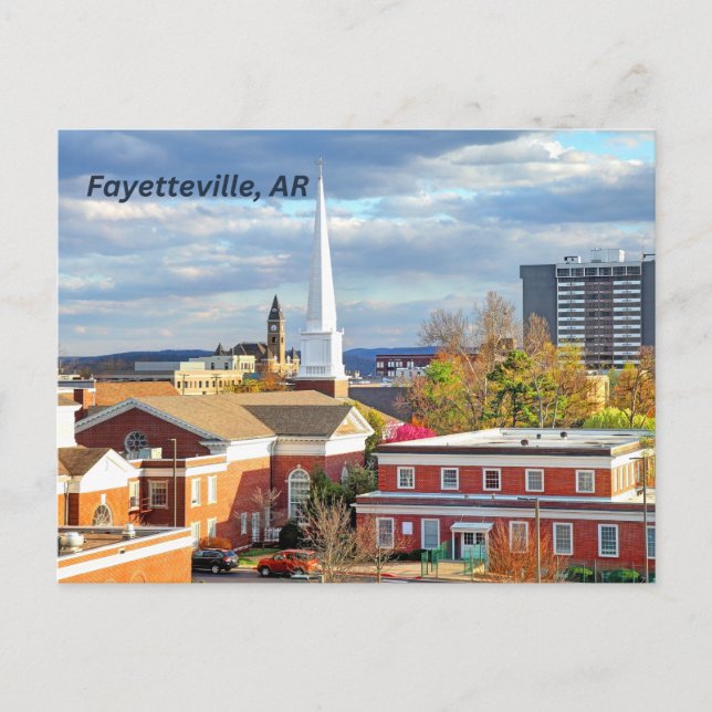 Carte Postale Fayetteville, Arkansas Vue du centre-ville (Devant)