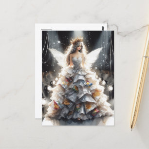 Carte Postale Fée dans un défilé de mode robe faite de sacs à ch