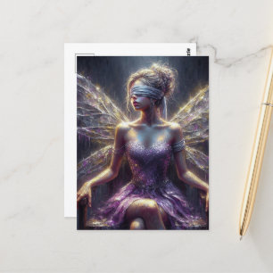 Carte Postale Fée dans un pli sur son trône