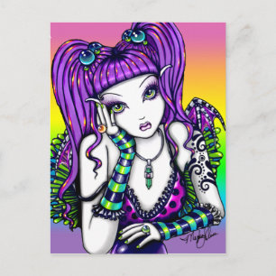 Carte Postale Fée de boule de cristal de l'arc-en-ciel céleste "