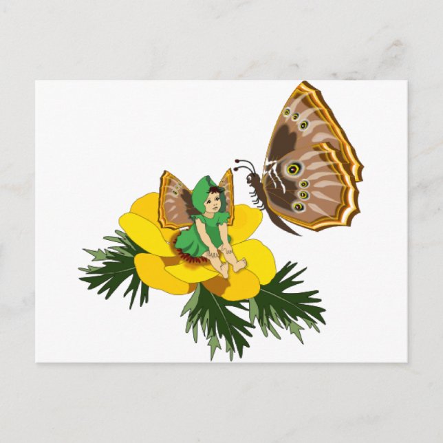 Carte Postale Fée de papillon vert (Devant)