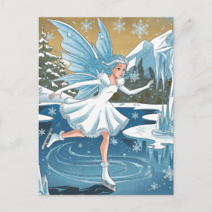 Carte Postale Fée de patinage sur glace adorable