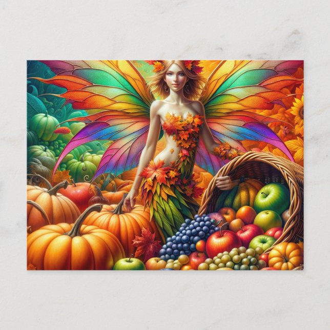 Carte Postale Fée de récolte d'automne (Devant)